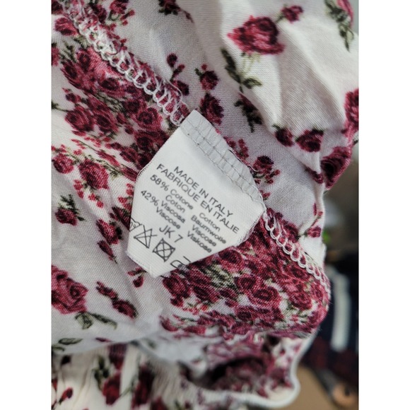 Brandy Melville White Burgandy Floral Print‎ Mini Hot Shorts One Size  #P - Picture 3 of 4